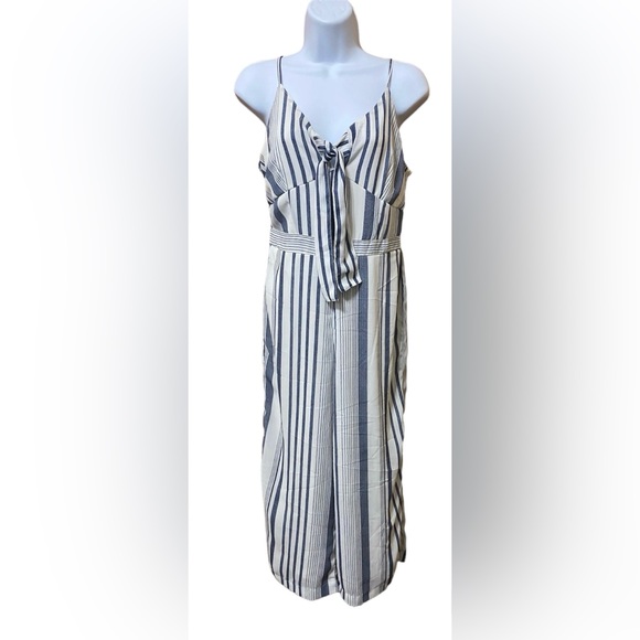 Japna Pants - Japna Blue and White Striped Wide Leg Jumpsuit